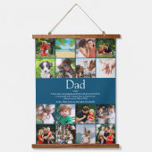 パパパパファーザーデフィニション16フォトコラージブルー 吊り下げ型タペストリー (正面)