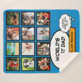 パパパパ父フォトおもしろいクール漫画本 シェルパブランケット (正面(横))