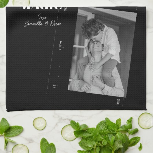 'パパパーソナライズされたあなたは魔法'二人の父親の写真 キッチンタオル (折り畳み)