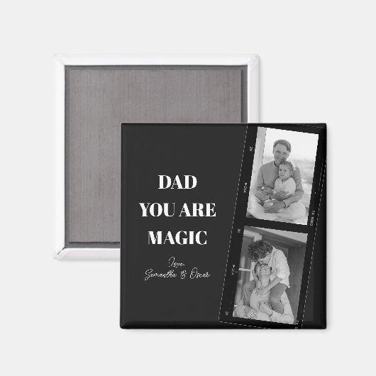 'パパパーソナライズされたあなたは魔法'二人の父親の写真 マグネット (正面/裏面)