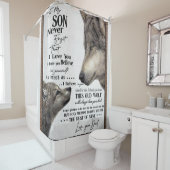 パパパーソナライズされたからの息子への手紙 シャワーカーテン (インサイチュ)