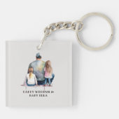 パパパーソナライズされたと娘(9) キーホルダー (裏面)