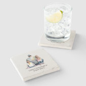 パパパーソナライズされたと娘(9) ストーンコースター (横)