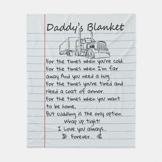 パパパーソナライズされたのトラック毛布キッズパパ フリースブランケット (正面)