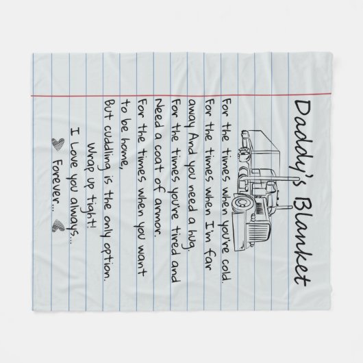パパパーソナライズされたのトラック毛布キッズパパ フリースブランケット (正面(横))