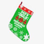パパパーソナライズされたの醜いクリスマスセーター ラージクリスマスストッキング (正面 (吊り時))
