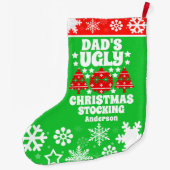 パパパーソナライズされたの醜いクリスマスセーター ラージクリスマスストッキング (裏面)