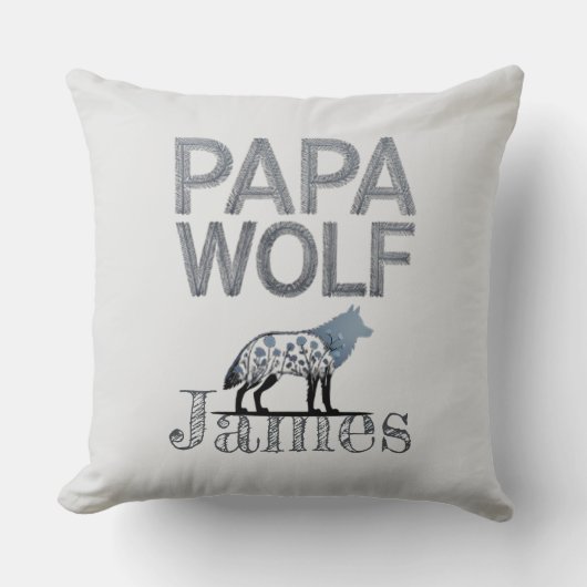 パパパーソナライズされたウルフ自然シルエット クッション (正面)