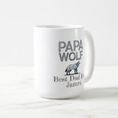 パパパーソナライズされたウルフ自然シルエット コーヒーマグカップ (正面右)