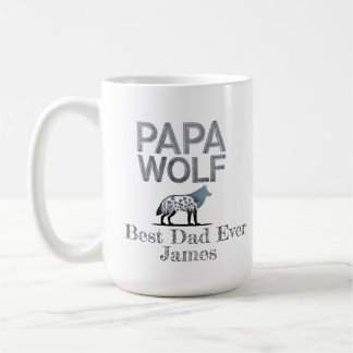 パパパーソナライズされたウルフ自然シルエット コーヒーマグカップ
