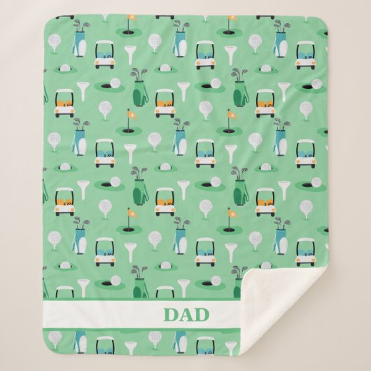 パパパーソナライズされたゴルファーのゴルフカート シェルパブランケット (正面)