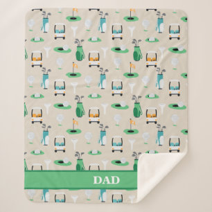 パパパーソナライズされたゴルファーのゴルフカート シェルパブランケット