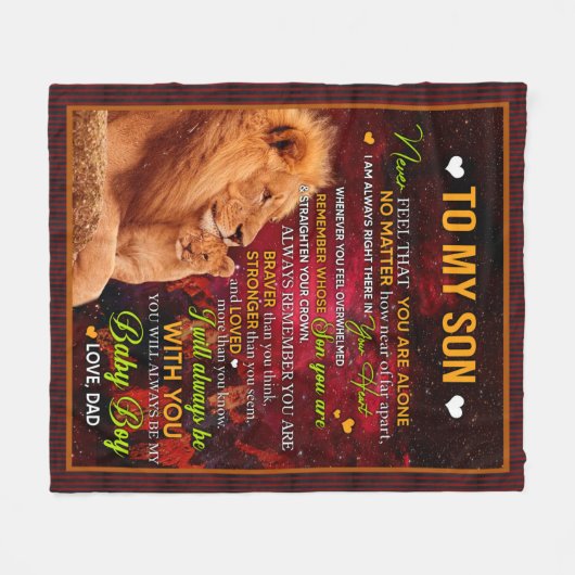パパパーソナライズされたライオンからの私の息子の愛への手紙 フリースブランケット (正面(横))