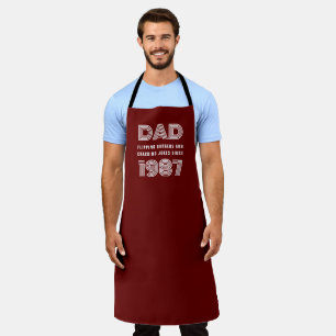 パパパーソナライズされた年グリルマスターBBQレッド エプロン