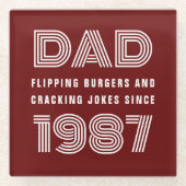 パパパーソナライズされた年グリルマスターBBQレッド ガラスコースター (正面)