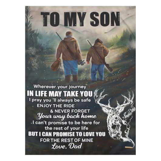 パパパーソナライズされた毛布から息子への手紙 テーブルクロス (正面)