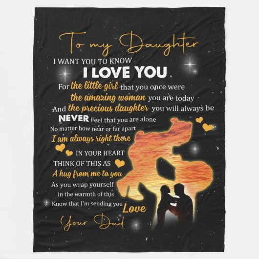 パパパーソナライズされたBからの娘への手紙 フリースブランケット (正面)