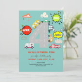 パパパーンとベルを鳴らして、楽しいお誕生日会をはじめよう！少年誕生日の交通機関の招待状 招待状 (スタンド正面)
