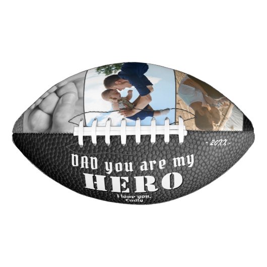 パパヒーローレザープリント父の日フォトコラージュ アメリカンフットボール (正面)