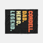 パパヒーローレジェンドパーソナライズされた名前をカスタムするファーザーズD フリースブランケット (正面(横))