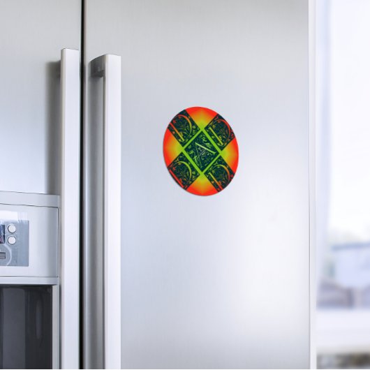 パパファンシータイポグラフィパターンブラック&オレンジ マグネット