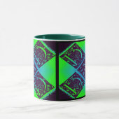 パパファンシー文字グリーンブルー背景 マグカップ (中央)