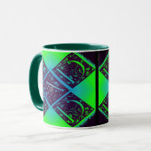 パパファンシー文字グリーンブルー背景 マグカップ (正面左)