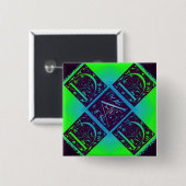 パパファンシー文字グリーンブルー背景 缶バッジ (正面&裏面)