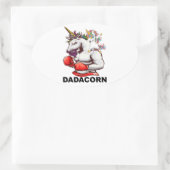 パパファーザーダドコーンユニコーン誕生日 楕円形シール (バッグ)