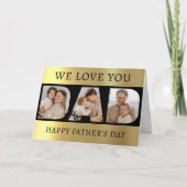 パパフォトコラージブラック&金ゴールド父の日 サンキューカード (正面)