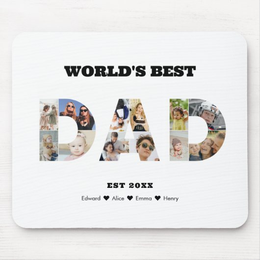 パパフォトコラージュ切り出し父の日誕生日 マウスパッド (正面)