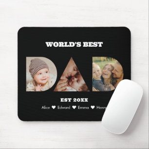 パパフォトコラージュ切り出し父の日誕生日 マウスパッド