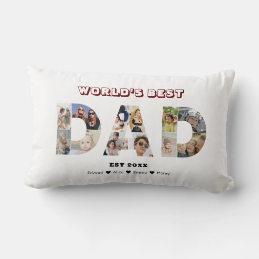 パパフォトコラージュ切り出し父の日誕生日 ランバークッション (裏面)