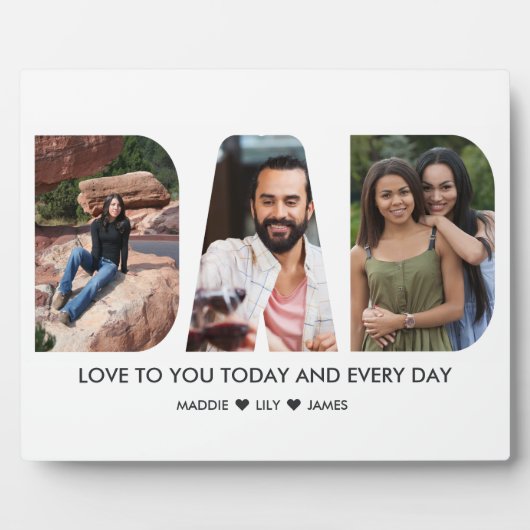 パパフォトコラージュ3文字切り出し パーソナライズされた フォトプラーク (正面)