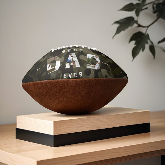 パパフォトフレームグリーンカモフラージパターン&レザー アメリカンフットボール