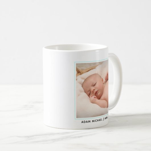 パパブルーハート独身の写真カスタム コーヒーマグカップ (正面右)