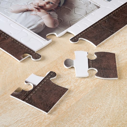 パパブルーレターズ父の日の写真革枠 ジグソーパズル (側面)