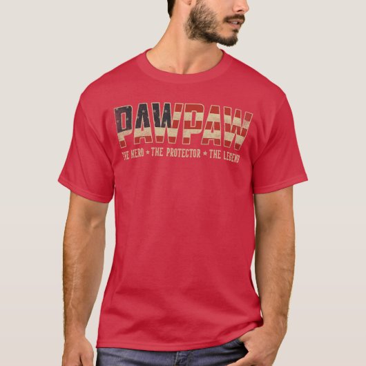パパプロテクター英雄伝説アメリカ国旗パパお父さん Tシャツ (正面)
