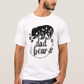 パパベアーブラック&ホワイトフローラ父の日 Tシャツ (正面)