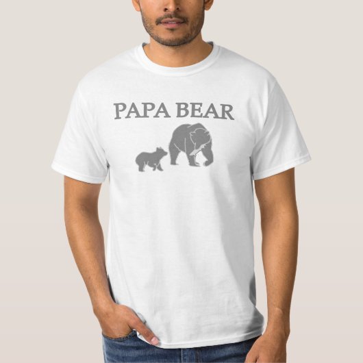 "パパベア" ベア 子熊と釣りする Tシャツ (正面)