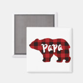 パパベア – 赤と黒のバッファロープレイド マグネット (正面/裏面)