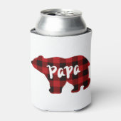 パパベア – 赤と黒のバッファロープレイド 缶クーラー (缶正面)