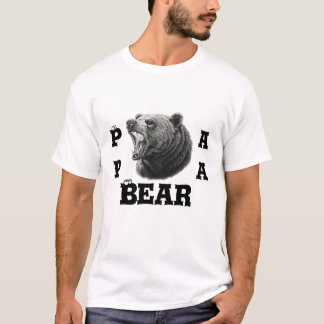 パパベアTシャツ – 堂々たる吠えるグリズリーダディ Tシャツ