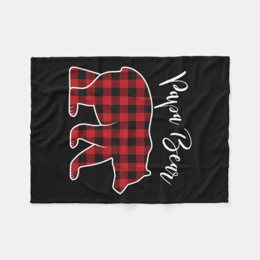 パパベパジャマレッドバッファロークリスマスおもしろいファミリーChr フリースブランケット (正面(横))