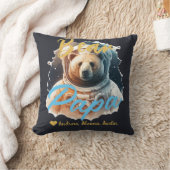 パパベパーソナライズされたアシック名シンプル宇宙飛行士 クッション (ブランケット)