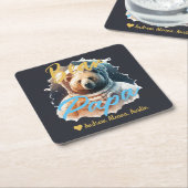 パパベパーソナライズされたアシック名シンプル宇宙飛行士 スクエアペーパーコースター (アングル)