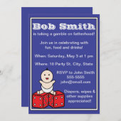 パパベビーシャワーベビーサイコロギャンブル 招待状 (正面/裏面)