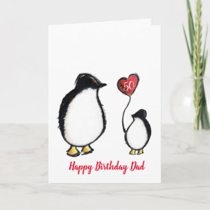 パパペンギン第50回または任意の年齢の誕生日 カード