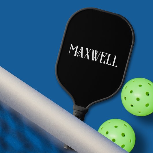 パパボスシンプルブラックはっきりしたタイポグラフィファミリ名 ピックルボールラケット