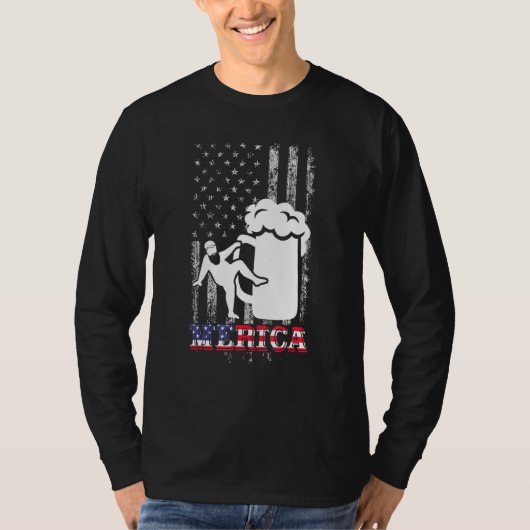 パパボドメリカアメリカ国旗の脂肪パーティーの飲用 Tシャツ (正面)